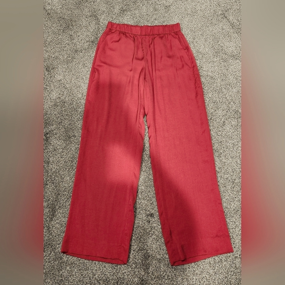 Banana Republic Silky Wide Leg Deep Red Color Pants w/pockets Size S